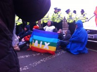 Blocage le 2 mars 2015 à la base de Burghfield en Grande-Bretagne