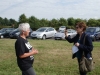 Angie Zelter talking to a journalist