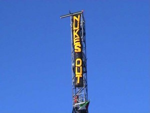 Banner drop from mast at AWE fuel supplier at Padworth