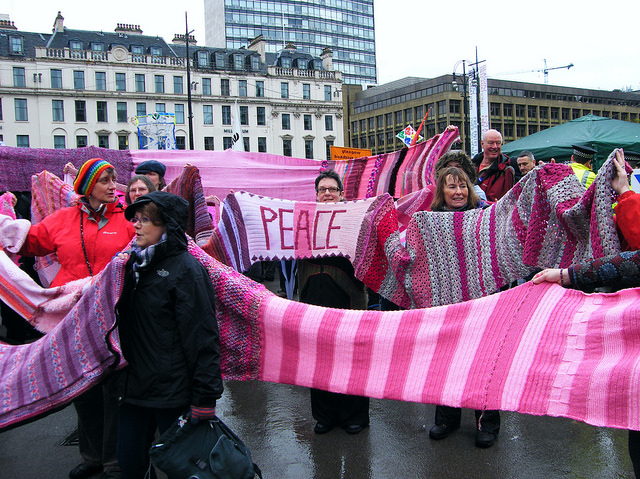Wool Against Weapons Scotland: Royal Mile Edinburgh event 28th June 2014