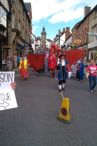 120-metre pink scarf takes over Welsh town in anti-nukes protest