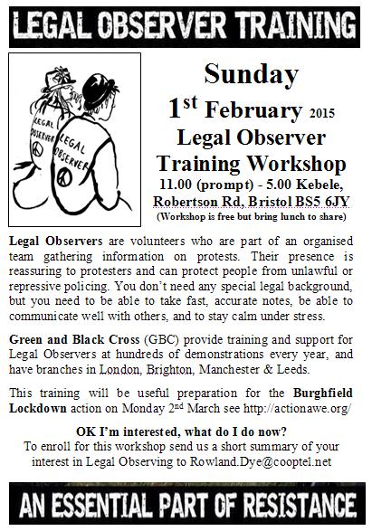 Legal Observer Training Workshop – Bristol